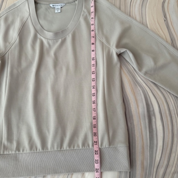 Athleta Seasoft Scoop-neck Sweatshirt Long Sleeve Abalone Gray/Ivory Size XS - Picture 11 of 12